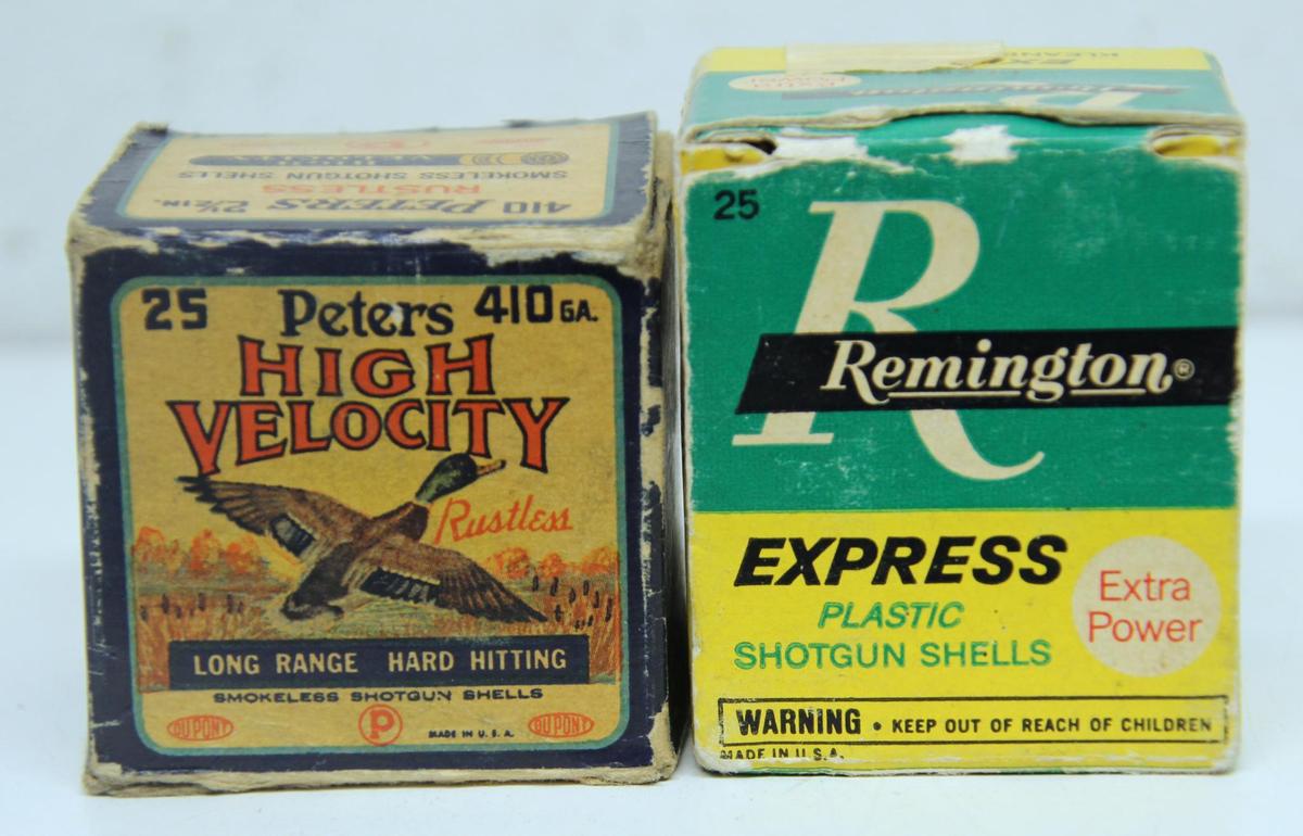 Full Vintage Box Remington Express 3" .410 Ga. and Partial Vintage Box 16 Rounds Peters 2 1/2" .410