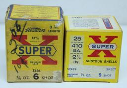 2 Full Vintage Boxes Western Super X .410 Ga. Shotgun Shells Ammunition - 2 1/2" and 3"...