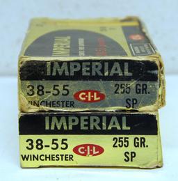 2 Full Vintage Boxes C-I-L Imperial .38-55 Winchester 255 gr. SP Cartridges Ammunition...