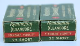 2 Full Vintage Boxes Remington Standard Velocity .22 Short Cartridges Ammunition...