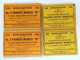4 Vintage Sealed Boxes Winchester Shotshell Primers - 2 Boxes No. 4, 2 Boxes No. 6...