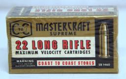Full Vintage Box Coast-to-Coast Mastercraft...Supreme .22 LR Maximum Velocity Cartridges Ammunition.