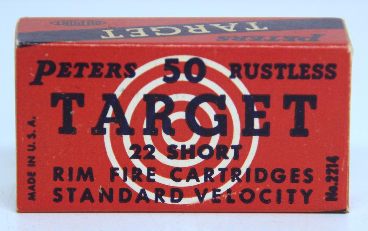 Full Vintage Box Peters Target Standard Velocity .22 Short Cartridges Ammunition...