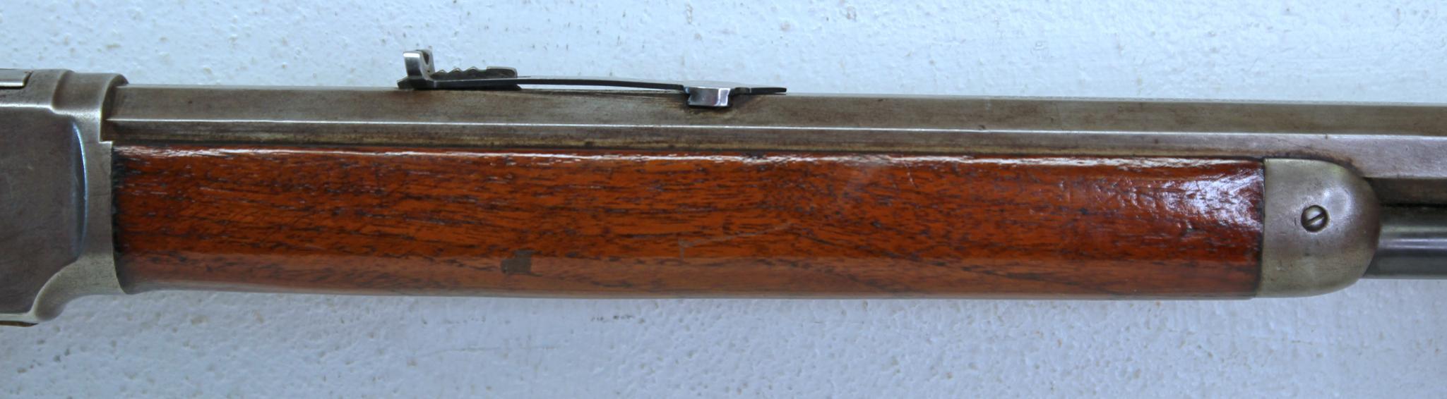 Winchester Model 1873 .38 WCF Lever Action Rifle... 18" Octagon Barrel... Short Crack Left Side Bott