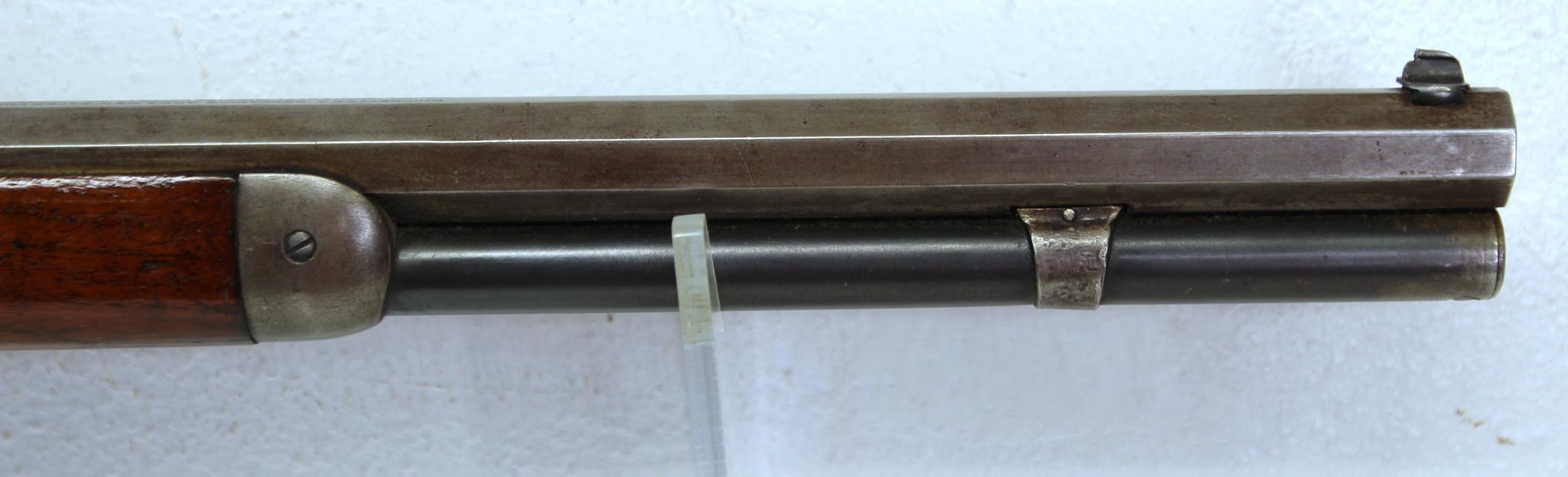 Winchester Model 1873 .38 WCF Lever Action Rifle... 18" Octagon Barrel... Short Crack Left Side Bott