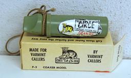 6 Mixed Game Predator Calls and Other - ...Circe...Varmint in Original Box P-3 Coaxer Model, P.S. Ol