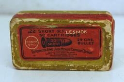 Full Vintage Two Piece Box Remington UMC .22 Short RF Cartridges Ammunition...