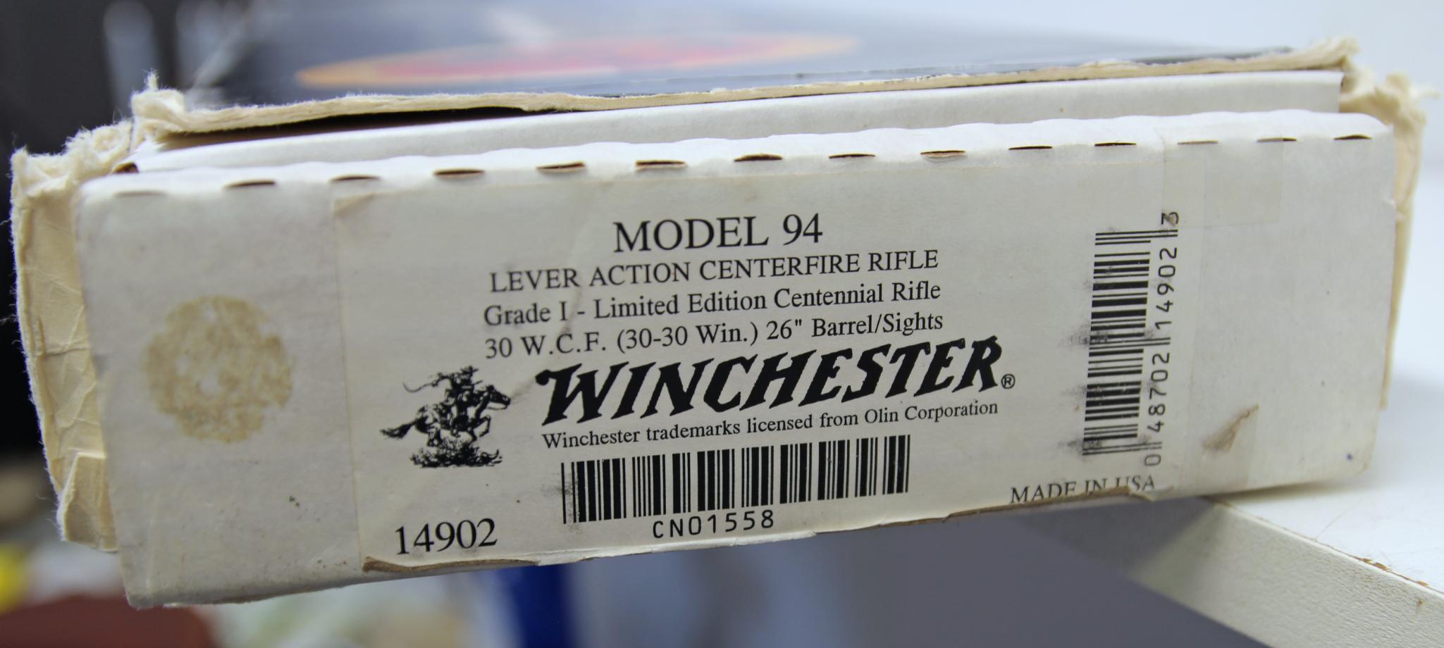 Winchester Model 94 Centennial Commemorative .30 WCF Lever Action Rifle, Grade 1, New in Box...
