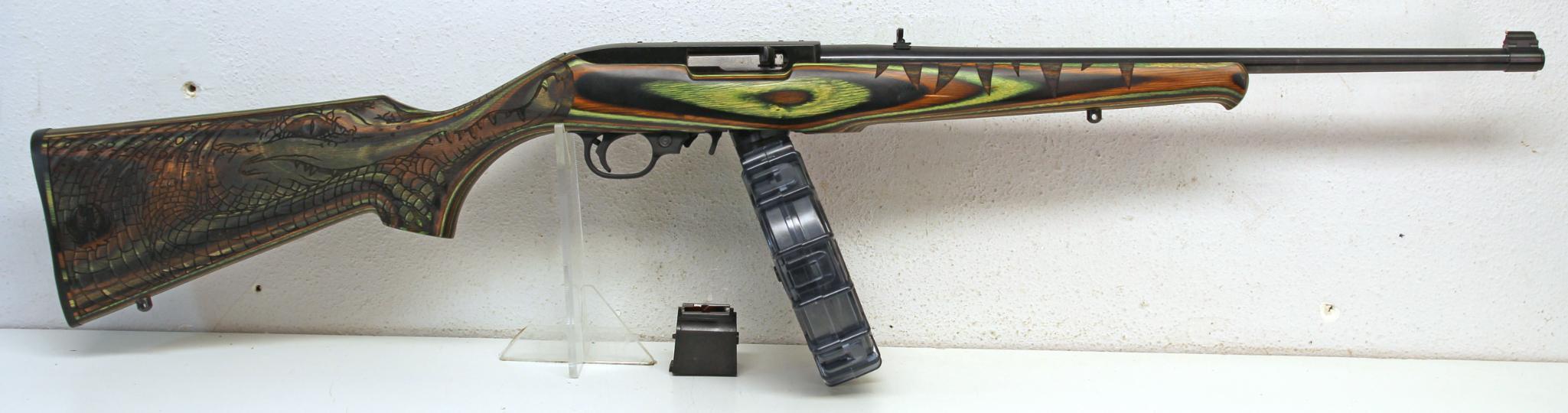 Ruger 10/22 .22 LR Semi-Auto Rifle, Like New, No Box... Carved Alligator in Laminated Stock... Origi