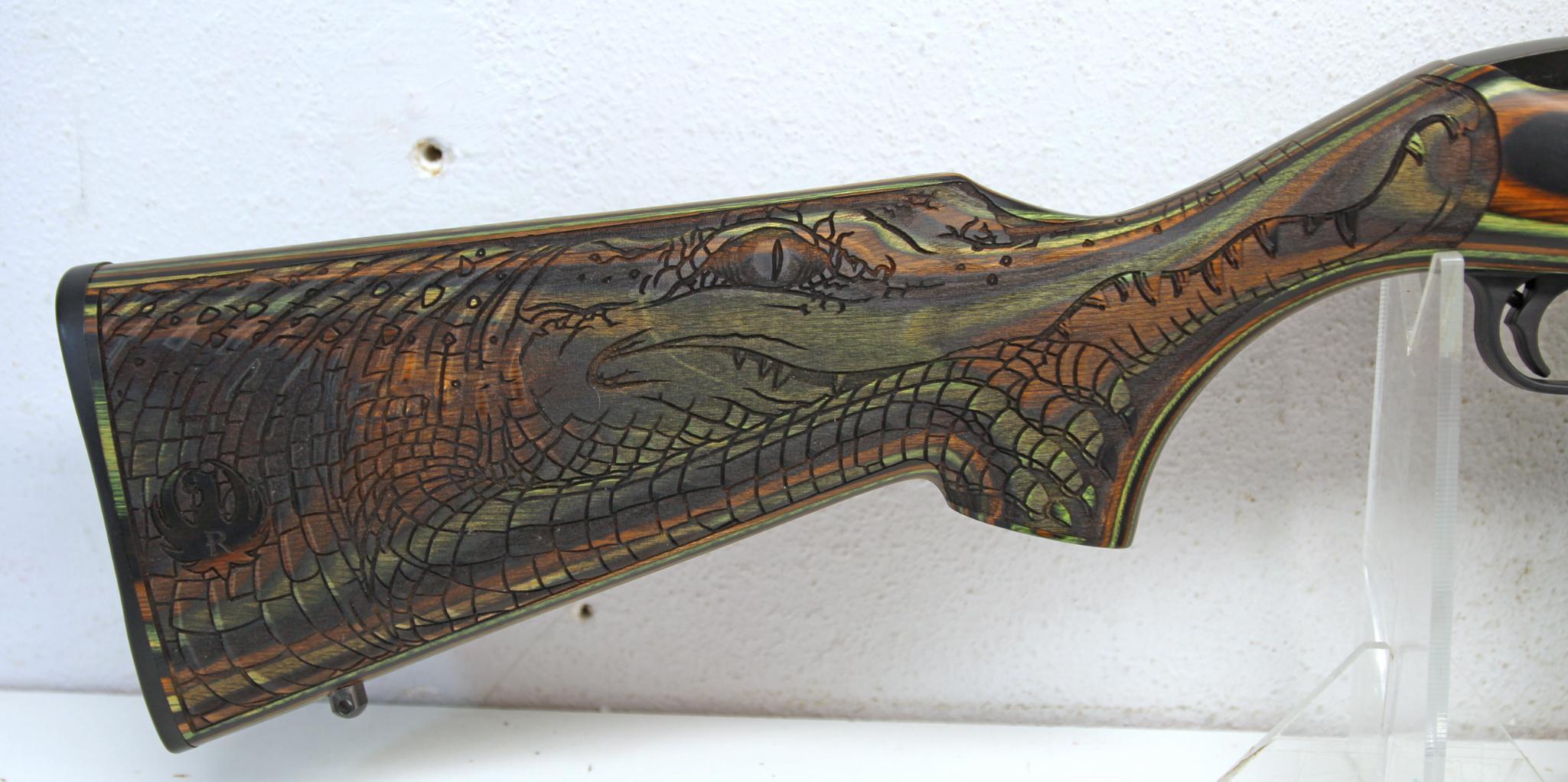 Ruger 10/22 .22 LR Semi-Auto Rifle, Like New, No Box... Carved Alligator in Laminated Stock... Origi