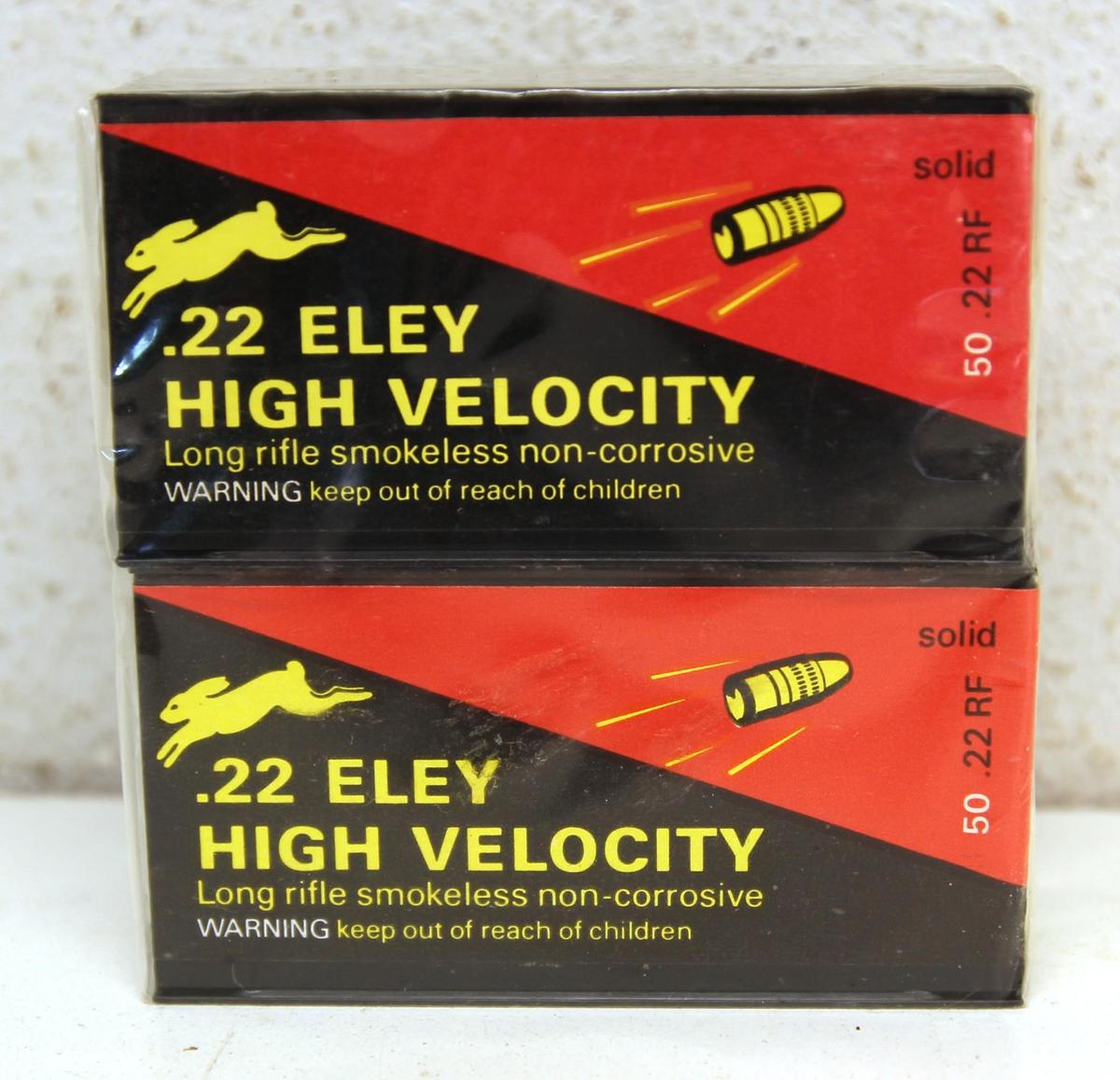 2 Full Sealed Boxes Eley High Velocity .22 LR Cartridges Ammunition...