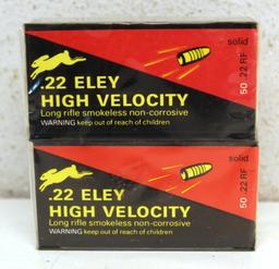 2 Full Sealed Boxes Eley High Velocity .22 LR Cartridges Ammunition...