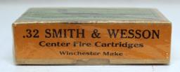 Full Vintage Sealed Two Piece Box Winchester .32 S&W Cartridges Ammunition...