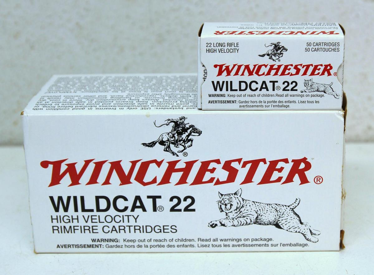 9 Full Boxes Winchester Wildcat .22 LR High Velocity Cartridges Ammunition w/Brick Box - 450 Rds