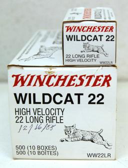 9 Full Boxes Winchester Wildcat .22 LR High Velocity Cartridges Ammunition w/Brick Box - 450 Rds
