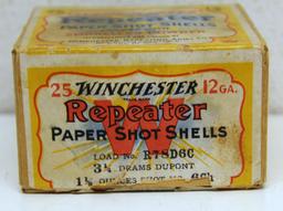 Full Vintage Two Piece Box Winchester 12 Ga. Repeater Paper Shotshells Ammunition...