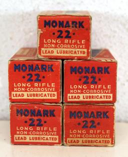5 Full Vintage Boxes Federal Monark .22 LR Cartridges Ammunition...