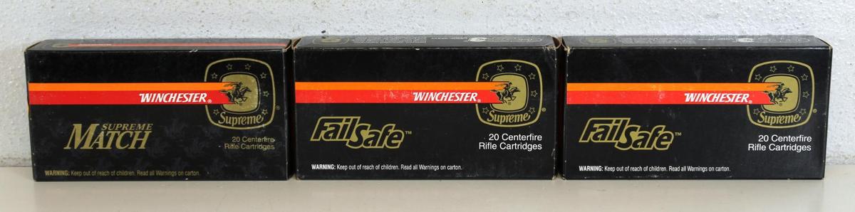 3 Full Boxes Winchester .308 Win. Cartridges Ammunition... - 2 Boxes Supreme Fail Safe 150 gr. FS, 1