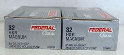 2 Full Boxes Federal Classic Pistol Cartridges .32 H&R Magnum 85 gr. JHP Cartridges Ammunition...