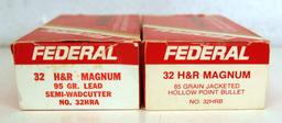 2 Full Boxes Federal Hi-Power .32 H&R Magnum 85 gr. JHP Cartridges Ammunition...