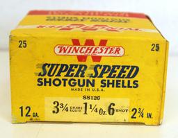 Full Vintage Box Winchester Super Speed 12 Ga. 2 3/4" 6 Shot Shotgun Shells Ammunition...
