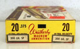 Full Vintage Weatherby Elephant Box Ultra-Velocity .375 Weatherby Magnum 300 gr. SP Cartridges