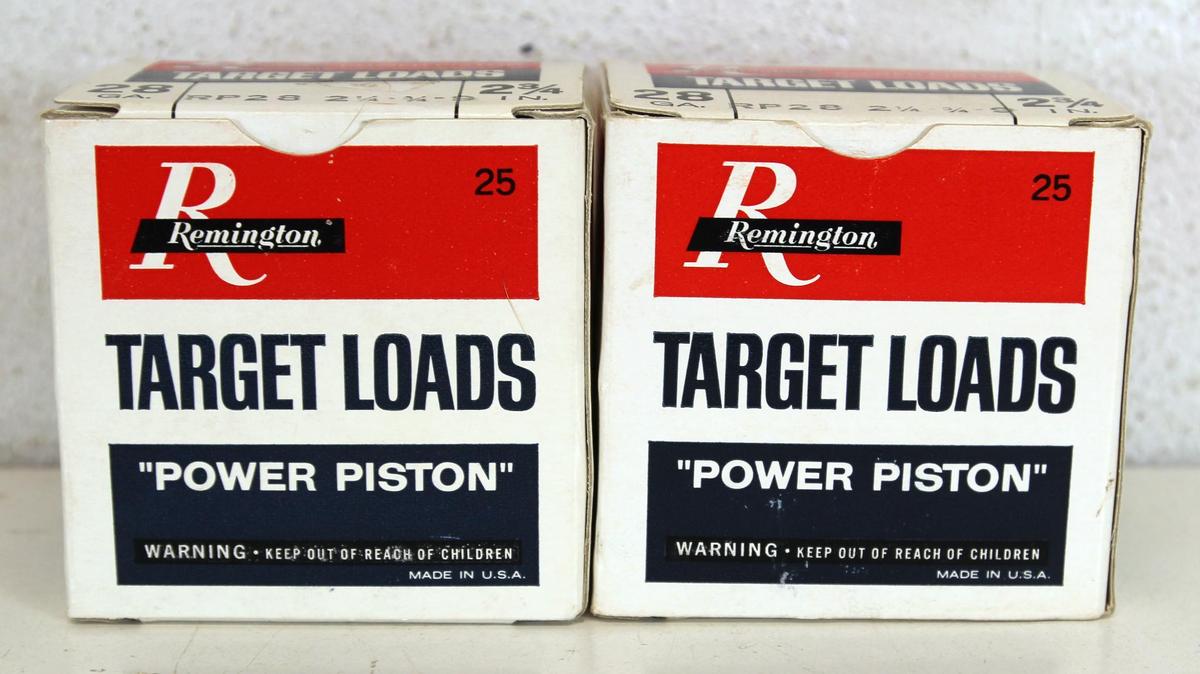 2 Full Vintage Boxes Remington 28 Ga. 2 3/4" Target Loads Shotshells Ammunition...