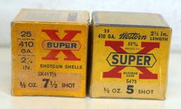 2 Different Full Vintage Boxes Western Super X .410 Ga. 2 1/2" Shotshells Ammunition...