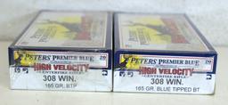 2 Full Boxes Peters Premier Blue High Velocity .308 Win. 165 gr. BTP Cartridges Ammunition...