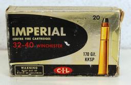 Full Vintage Box C-I-L Imperial .32-40 Winchester 170 gr. Cartridges Ammunition...