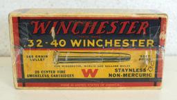 Full Vintage Box Winchester .32-40 Winchester 145 gr. SP Cartridges Ammunition...
