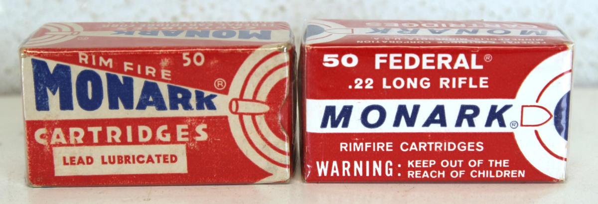 2 Different Full Vintage Boxes Federal Monark .22 LR Cartridges Ammunition...