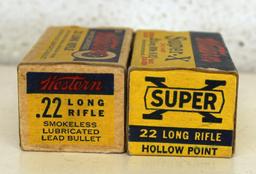 2 Different Full Vintage Boxes Western .22 LR Cartridges Ammunition - 1 Super-X HP, 1 Western