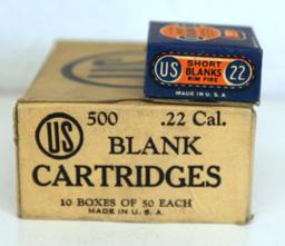 Full Vintage Brick Box of 500 U.S. Cartridge Co. .22 Cal. Blank Cartridges - 10 Boxes of 50...