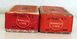 2 Full Sealed Vintage Boxes Remington UMC .32 Short Rimfire Cartridges Ammunition...