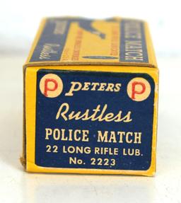 Full Vintage Box Peters Police Match .22 LR Cartridges Ammunition...