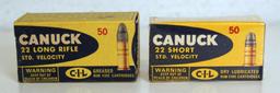 2 Full Vintage Boxes C-I-L Canuck .22 LR & .22 Short Cartridges Ammunition...