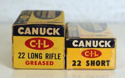 2 Full Vintage Boxes C-I-L Canuck .22 LR & .22 Short Cartridges Ammunition...