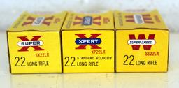 3 Different Full Vintage Boxes .22 LR Cartridges Ammunition - Western Super X, Western XPert,