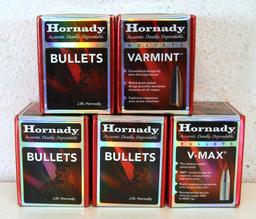 5 Hornady 100 Rd. Boxes .22 Cal. Bullets for Reloading - 3 Boxes 55 gr. FMJ-BT...#2267, 1 Box 40 gr.