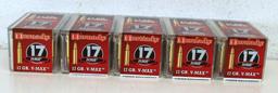 5 Full Boxes Hornady .17 HMR 17 gr. V-Max Rimfire Cartridges Ammunition...