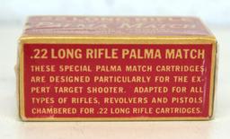 Full Vintage Box Remington Palma Match .22 LR Cartridges Ammunition...