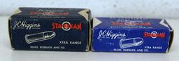 2 Different Full Vintage Boxes Sears Roebuck and Co. J.C. Higgins Sta-Klean Extra Range .22 Short &