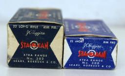 2 Different Full Vintage Boxes Sears Roebuck and Co. J.C. Higgins Sta-Klean Extra Range .22 Short &