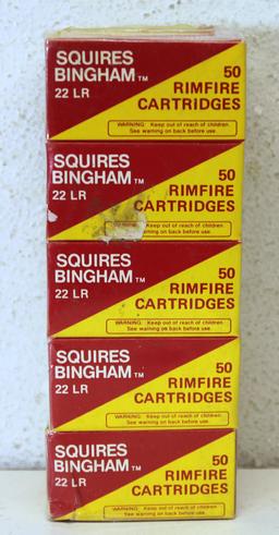 10 Full Vintage Boxes Squires Bingham .22 LR 40 gr. High Velocity Cartridges Ammunition...