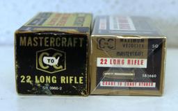2 Different Full Vintage Boxes Coast-to-Coast Mastercraft .22 LR Cartridges Ammunition...