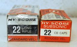 Full Vintage Box Hy-Score .22 LR Standard Velocity and Full Box Hy-Score Subsonic .22 CB Caps