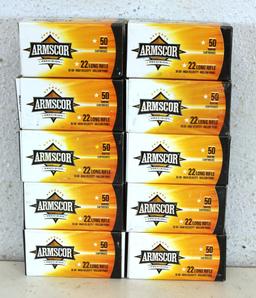 10 Full Boxes (500 Rds) Armscor Precision .22 LR High Velocity HP Cartridges Ammunition...