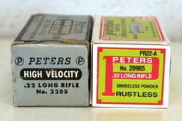 Full Vintage Box Peters High Velocity Rustless .22 LR and Full Collectible Box Peters Rustless .22
