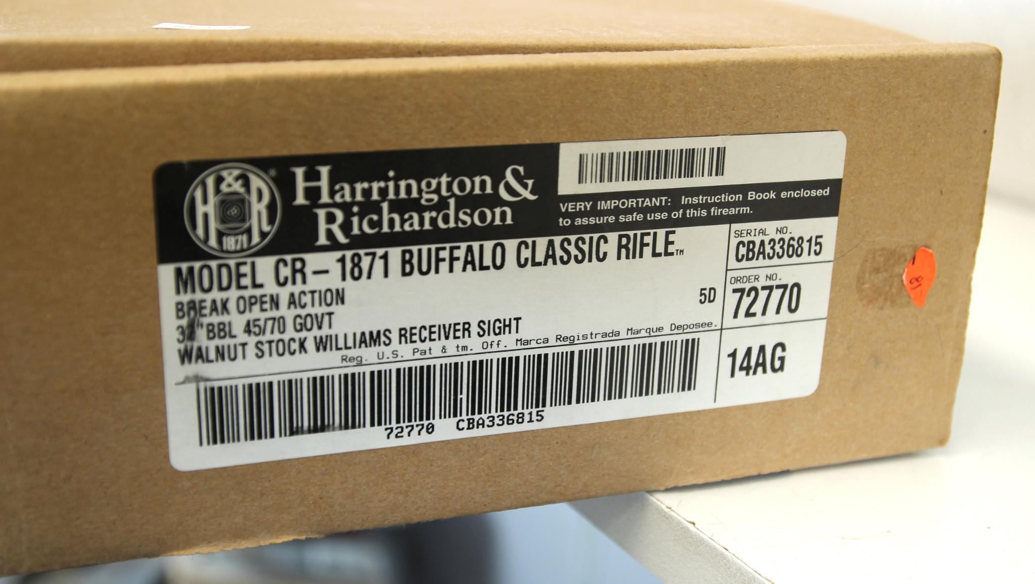 H&R Model CR-1871 Buffalo Classic .45-70 Gov't Single Shot Rifle, New in Box 32" Barrel... Williams